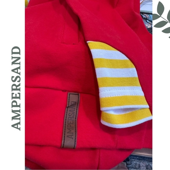 Ampersand Ave Doublehood Hoodie | Red & Yellow Striped Sleeves | Bright Size XS - Picture 9 of 10